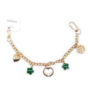 NWT Green Purse Charm Bracelet Chain Bag Strap Clover Heart Coin Gold Enamel